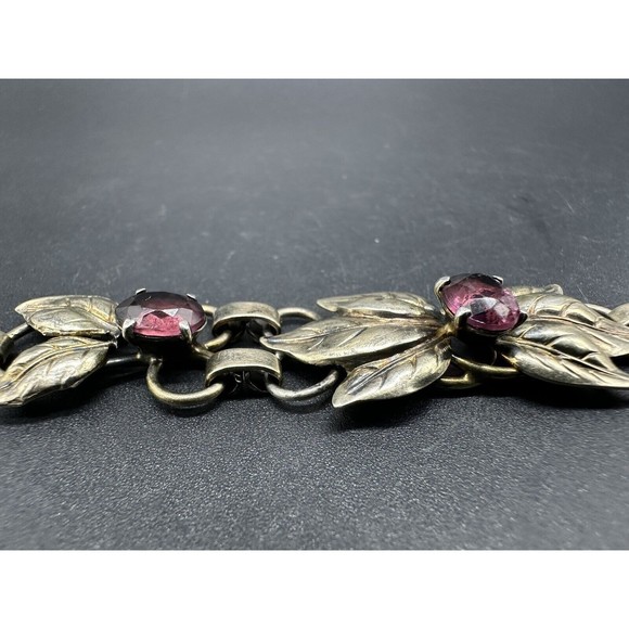 Vintage Signed Raleigh Sterling Silver Rose Yellow GF Floral 6.5” Bracelet 16G - Picture 7 of 13